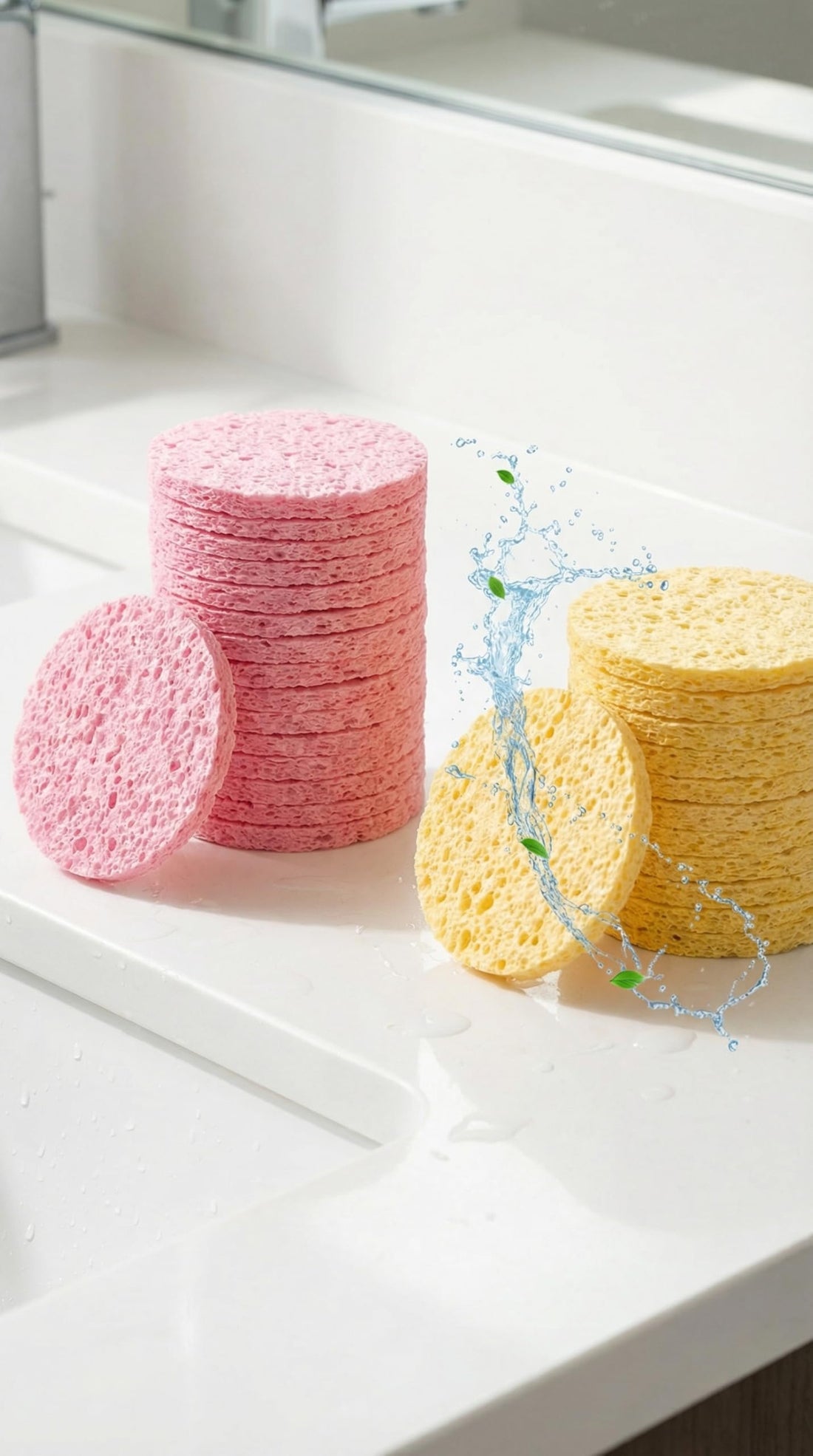 Nopatia Compressed Natural Cellulose Facial Cleansing Sponges Set, Soft Pore Exfoliation and Makeup Remover, Blackhead Removal, Ideal for Sensitive Skin, Reusable for Superior Daily Care.