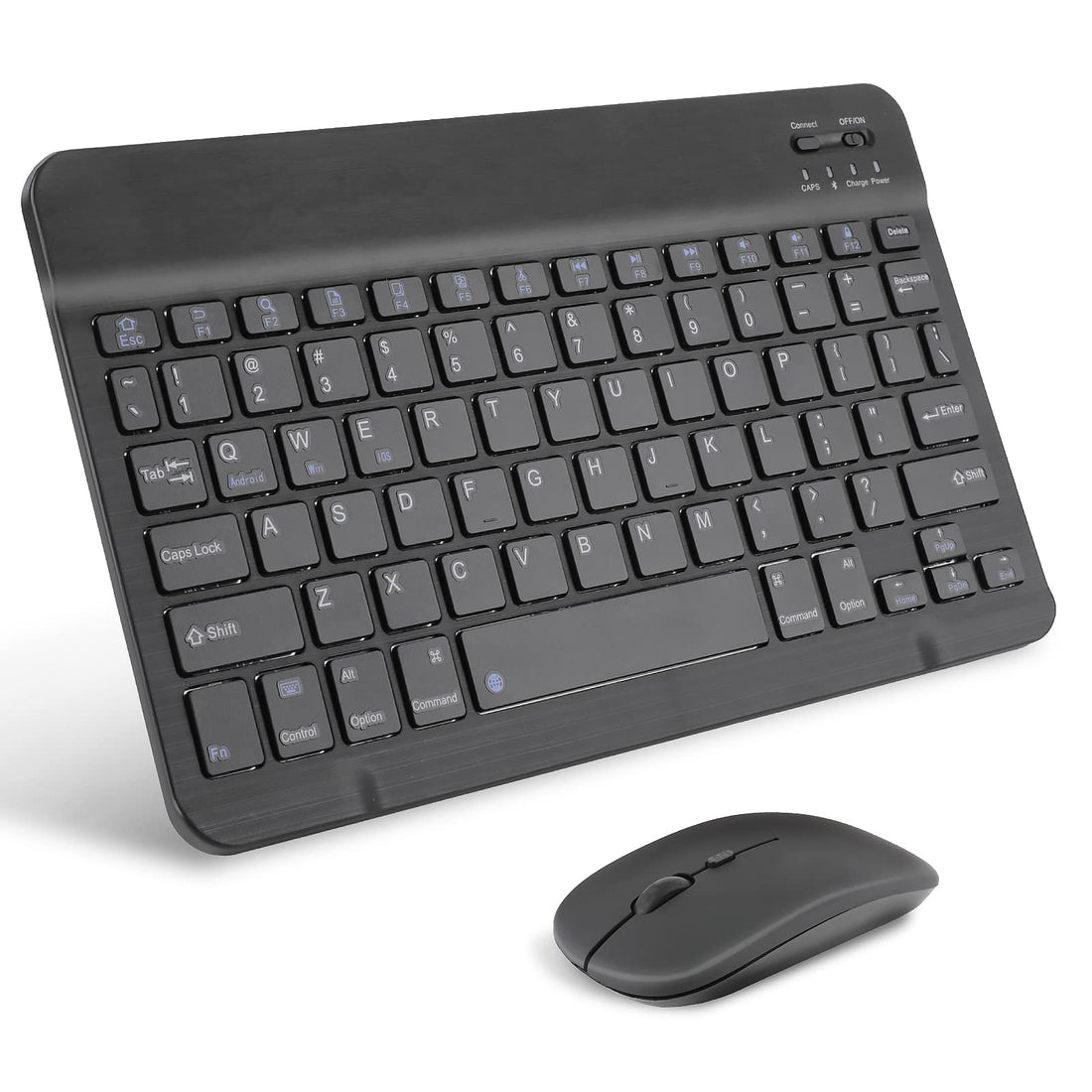 Portable Wireless Keyboard, AIMMIE Rechargeable10 Ultra Slim Universal Tablet Keyboard with Wireless Mouse, Small Wireless Keyboard for iOS/Android/Windows Tablets, Laptops, PC, Phones (Black)