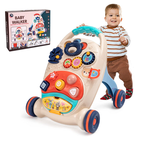 Kidikidi Sit to Stand Learning Walker, 2 in 1 Baby Learning Walkers & Removable Play Panel,Early Education Activity Center, Learning Toys for Baby Infant Boys Girls