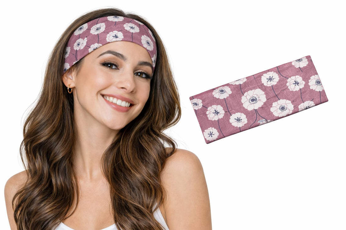 Women Floral Wide Headband, Elastic Stretchy Hair Band, Soft Breathable Fabric, for Yoga, Makeup, Sports and Daily Wear (Light Purple)