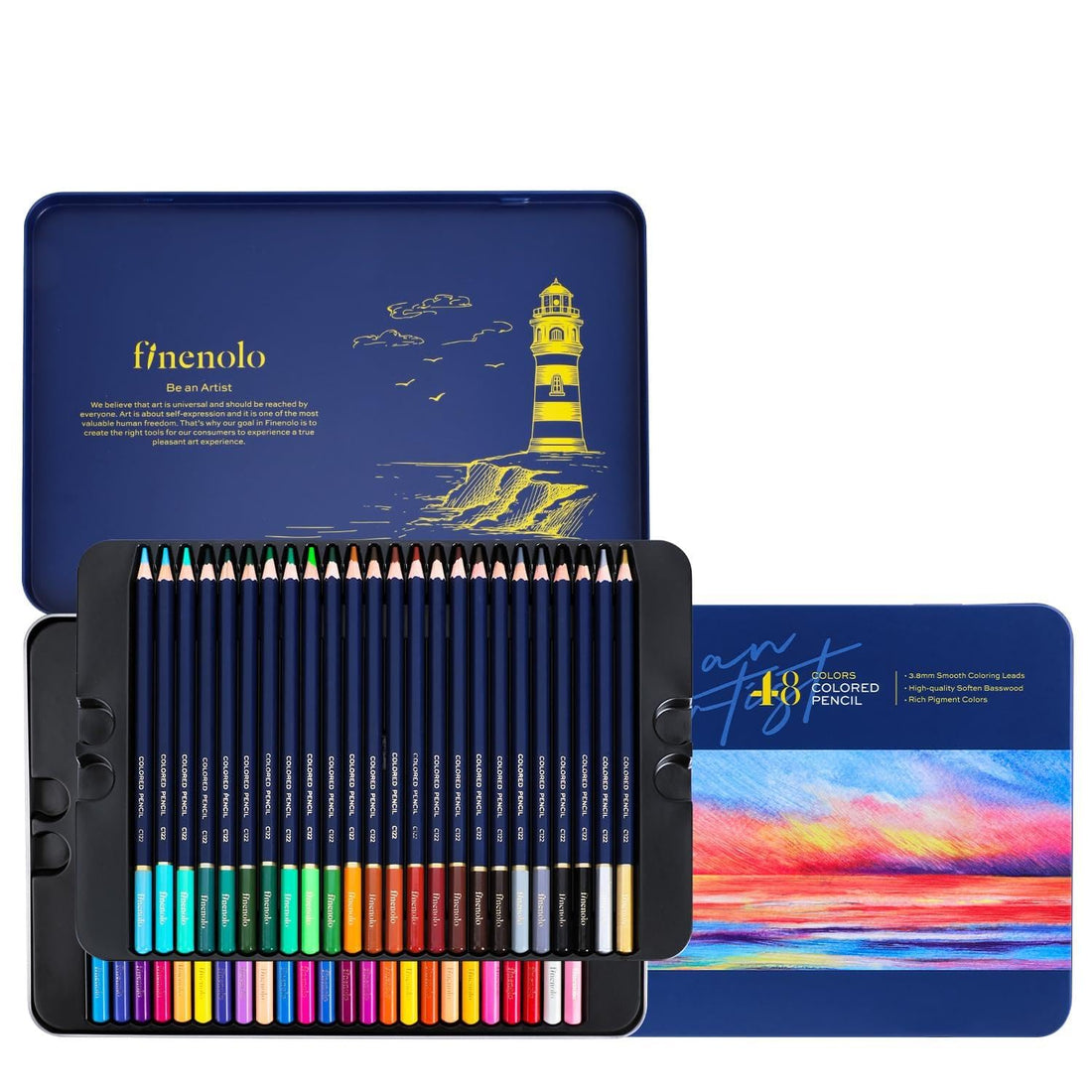 Deli EC122-48 Colored Pencil 48-Pieces Set, Multicolor