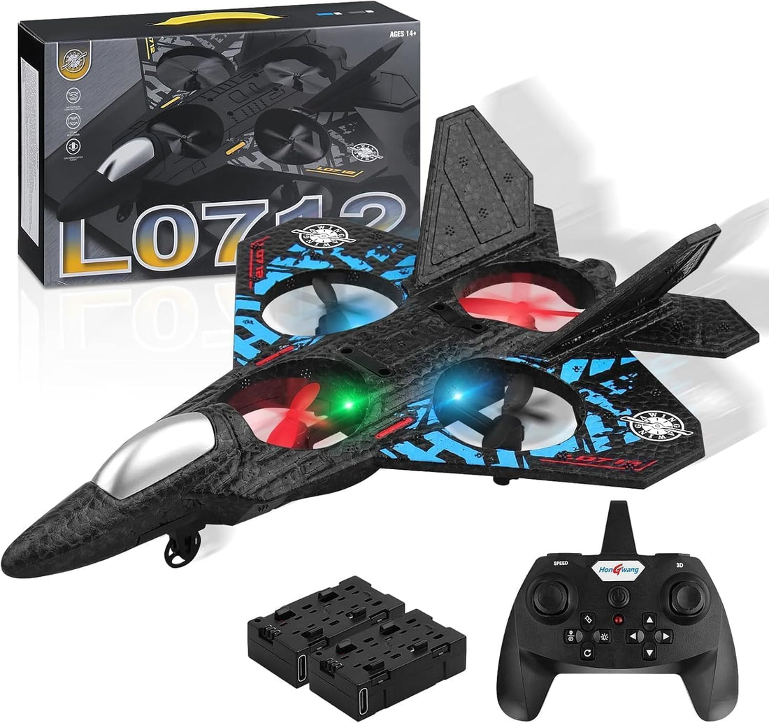Quadcopter - L0712 War Plane - Rotating Drone Gravity Sensor Light - 6-Axis Gyroscope 2.4GHz Remote Control Aircraft 3D Flying Drone - Great Gifts for Kids Adults