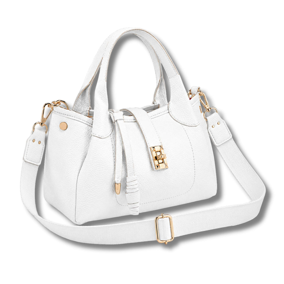AYSLE 1674 Women’s Pebbled Leather Handbag 16×25×13 cm | Twist Lock Closure | Top Handle & Wide Adjustable Strap | 2 Open Compartments + Zipper Middle | Shoulder & Crossbody | 12 Colors