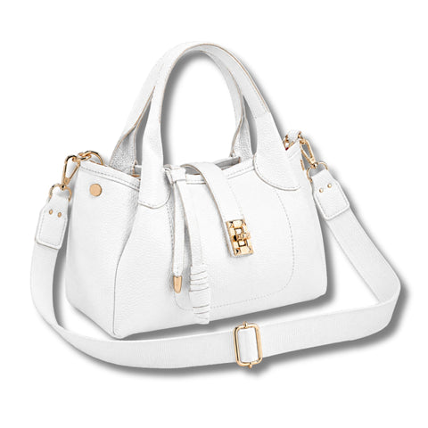 AYSLE 1674 Women’s Pebbled Leather Handbag 16×25×13 cm | Twist Lock Closure | Top Handle & Wide Adjustable Strap | 2 Open Compartments + Zipper Middle | Shoulder & Crossbody | 12 Colors