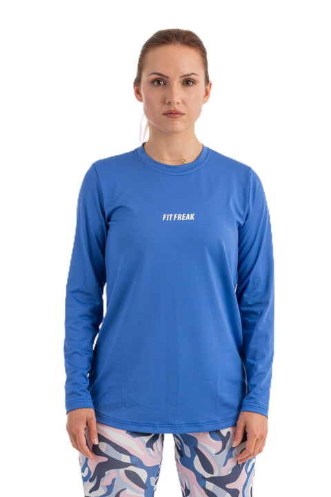 Fit Freak Womens Long Sleeve Shirt Blue Long Sleeve Top