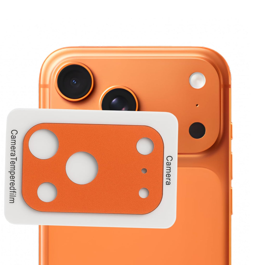 Camera Glass Protector Compatible with IPhone 17 Pro Max - 3D Clear Tempered Glass - Anti-Shock - Anti-Scratch - HD Transparency (Orange)