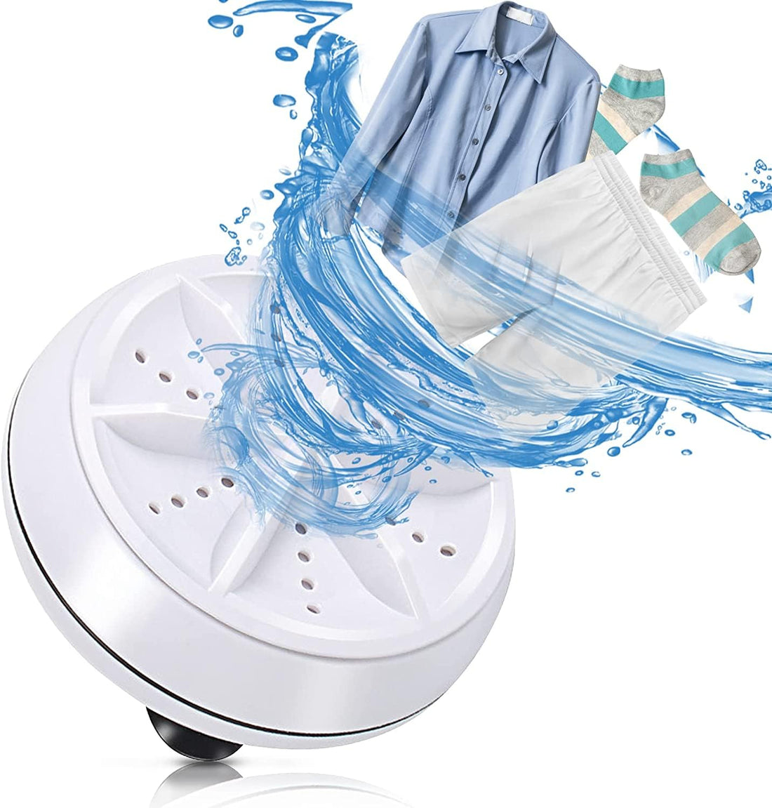 Mini Washing Machine Portable Foldable Ultrasonic Washing Machine, 3 in 1 Mini Turbocharged Dishwasher for Baby Clothes, Socks, Underwear, Bra, Top Loading, White - by Rana Store