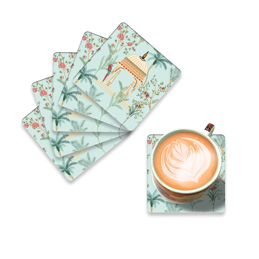 Designer Pine Wood Printed Coasters Set of 6-C028