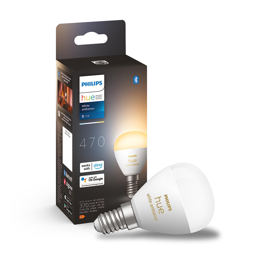 Philips Hue White A60 Smart LED Light Bulb 2 Pack [E27 Edison Screw] for Home Indoor Lighting with Amazon Echo and Alexa