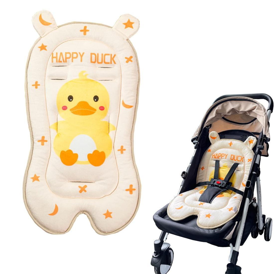Baby Seat Pad Liner for Stroller, Universal Breathable Infant Carriage Cushion, Ultra-Soft Infant Car Seat Insert Cushion, Perfect for Car Seat, Stroller, Yellow Duckling