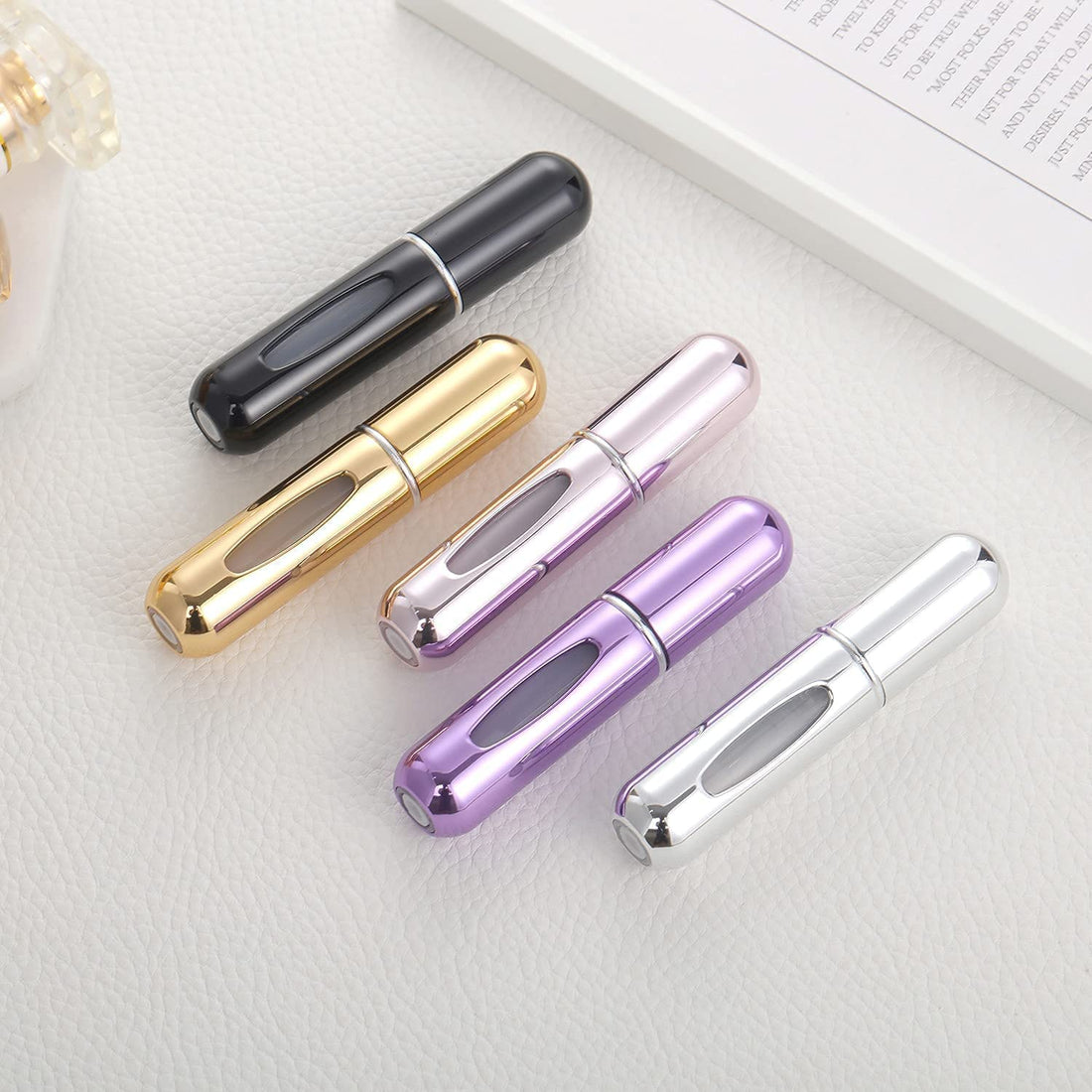 Vehtri Portable Mini Refillable Perfume Empty Spray Bottle Atomizer Bottom Refill Pump Case for Traveling and Outgoing, Scent Pump Case, Perfume Atomizer Refillable Travel (5ml,Multicolor) (1)