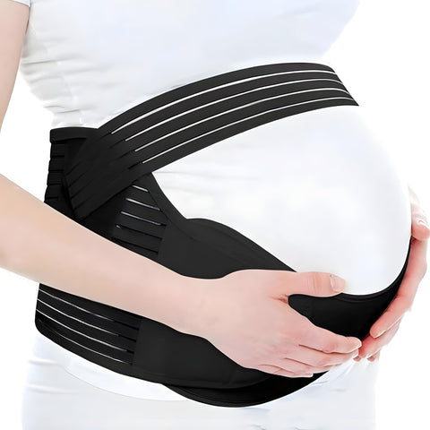 Pregnancy Support Belt 3 in 1 for Pregnant Women Belly Back Waist Support Adjustable Back Pelvic Pain Relief Elastic Breathable Posture Corrector Daily Comfort for All Pregnancy (Black)