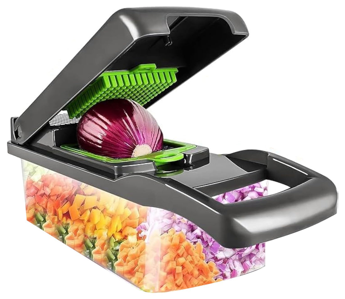 Spaceshoop 14 in 1 Multicolor Vegetable Chopper, Onion Chopper, Mandoline Slicer, Kitchen Vegetable Slicer-Dicer Cutter, With Container, Salad-Garlic Chopper