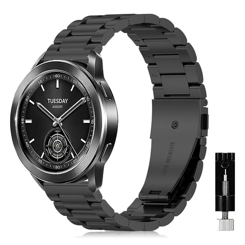 22mm Stainless Steel Metal Band Bracelet for Xiaomi Watch S4 Sport, S3, 2 Pro, S1, S1 Active, Mi Watch - Black