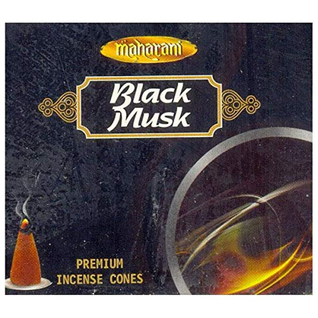 Maharani Premium Incense Cones - Black Musk - 20 Cones and 1 Metal Plate