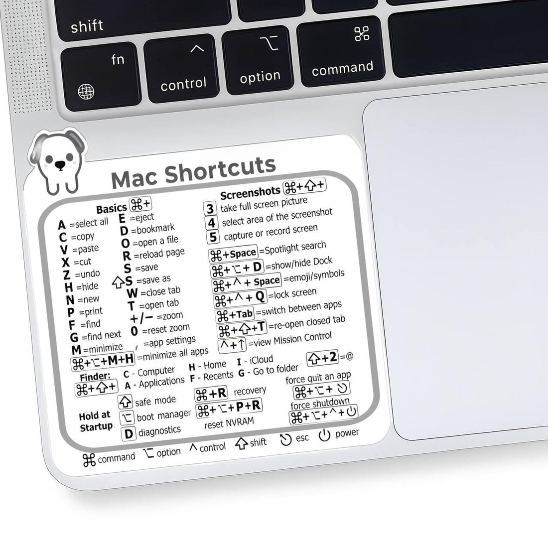 2PCS Shortcut Stickers for Laptops â€“ Clear Keyboard Shortcut Guide â€“ Trackpad Labels Compatible with Mac Laptops â€“ Study & Work Quick Access Stickers â€“ Removable Sticker Paper Labels