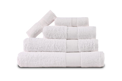 Premium Quality Cotton Bath Towel Set, Pack of 5 Pieces (Different Sizes), Ribbed Design Ultra Soft and Highly Absorbent Towels, Ideal for Hotel, Spa and Everyday Bathroom Use (White)