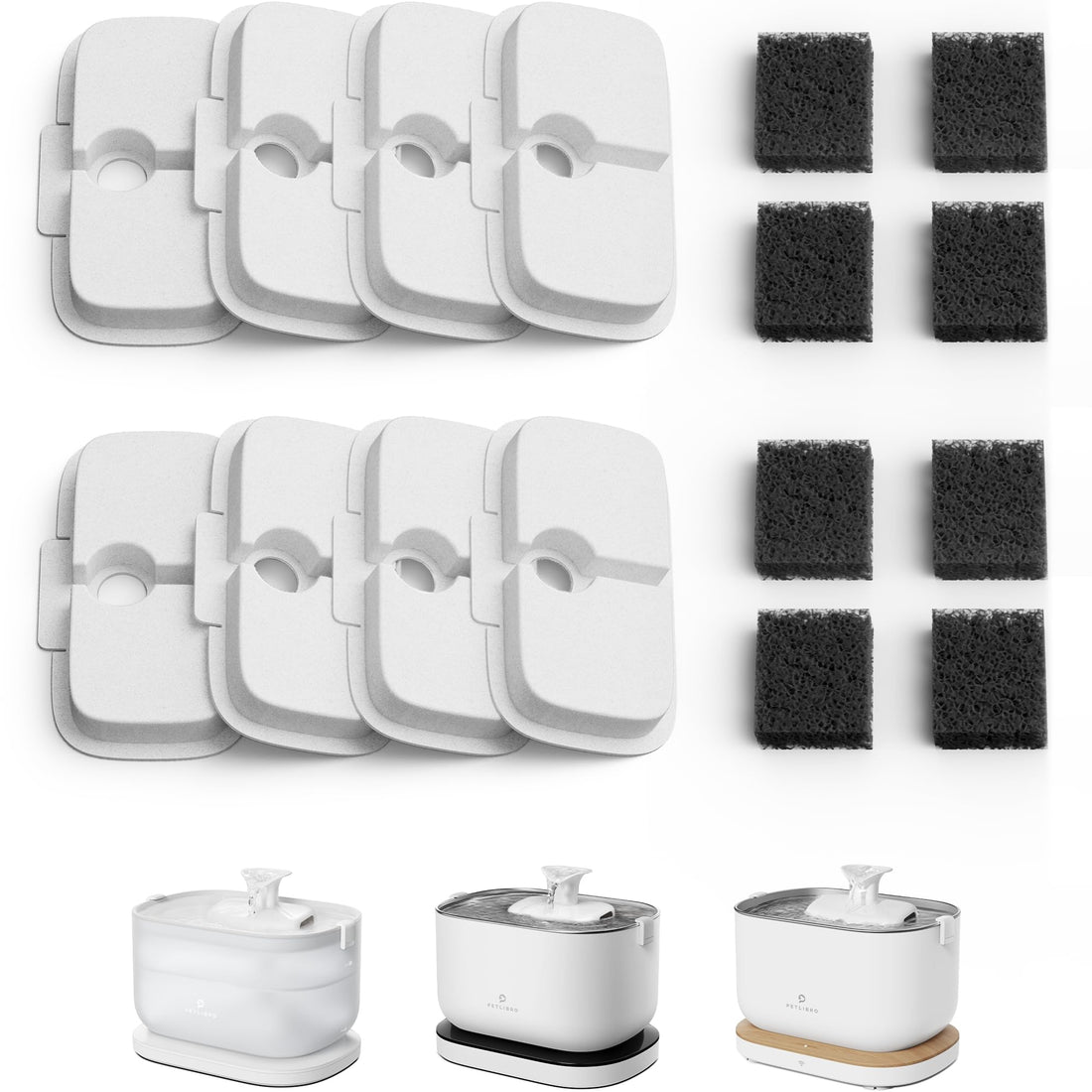 PETLIBRO 8 Packs Replacement Filters for Dockstream Cat Water Fountain PLWF005, 4 Months Set of Replacement Filters for Ultra Quiet Pet Water Fountain