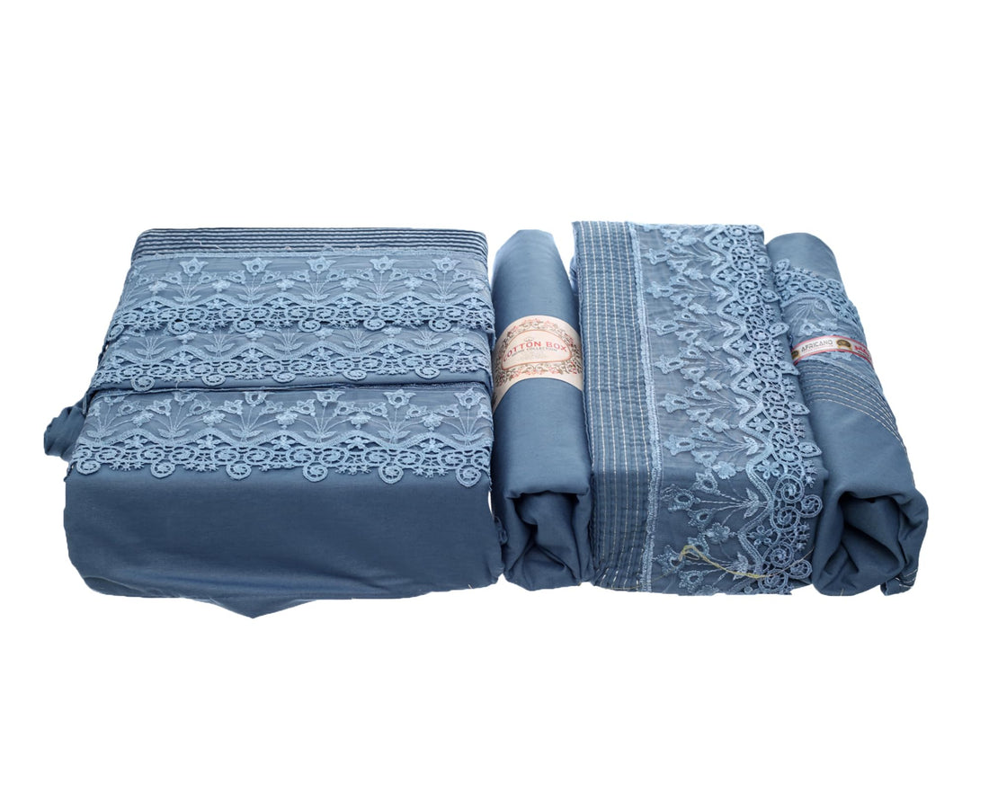 Africano & Haram Set of 4 Pieces Bed Sheet 240 * 260 + 2 Pillow Cases 55 * 70 + 1 Pillow 160 * 45 Joubir Mixed 70% Cotton 30% Polyester Anti-Shrinkage & Lint Treatment "Petroleum" - 16955