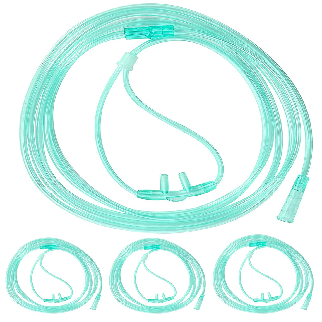 Adult Standard Nasal Oxygen Cannula, Standard Connector 6.6 Feet, Green Tubing, Highly Visible (6.6 Foot (Pack of 3))