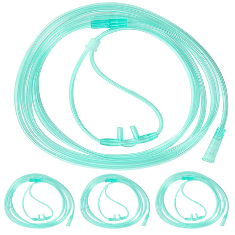 Adult Standard Nasal Oxygen Cannula, Standard Connector 6.6 Feet, Green Tubing, Highly Visible (6.6 Foot (Pack of 3))