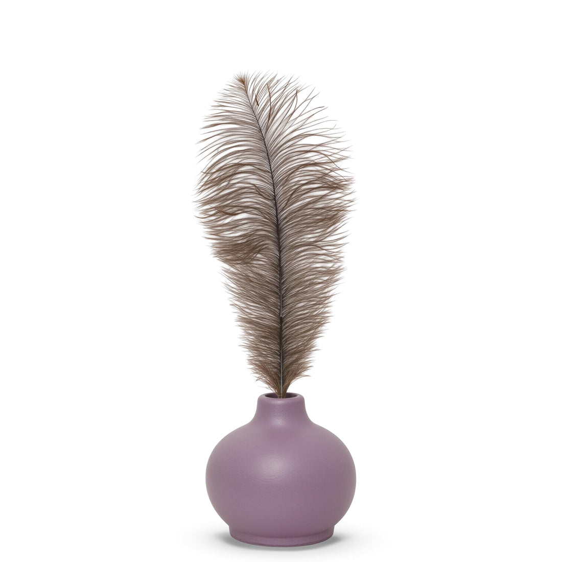 Elegant Ceramic Vase with Real Ostrich Feathers – Handmade Pottery Centerpiece for Home Décor – Natural Rustic Farmhouse Decorative Vase - Luxury Alternative to Roses & Artificial Flowers (Lavender)