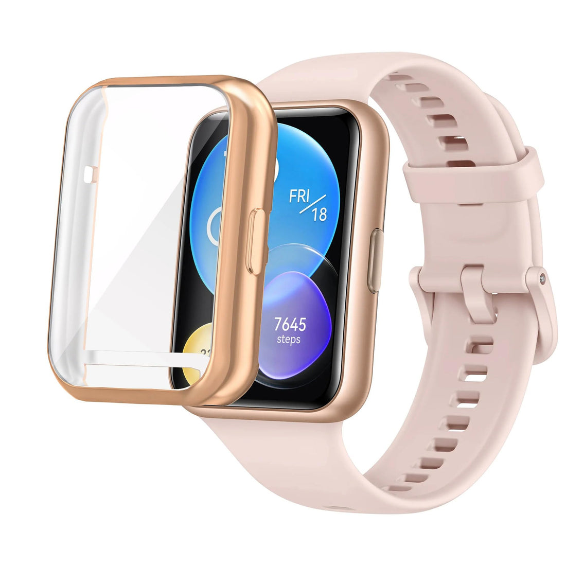 Dl3 Mobilak Case Compatible with Huawei Watch Fit 2 Protective Case, Flexible TPU Full Protection Screen Protector Cover Scratch-Resistant Screen Protector Case For Huawei Fit 2 (Rose Gold)