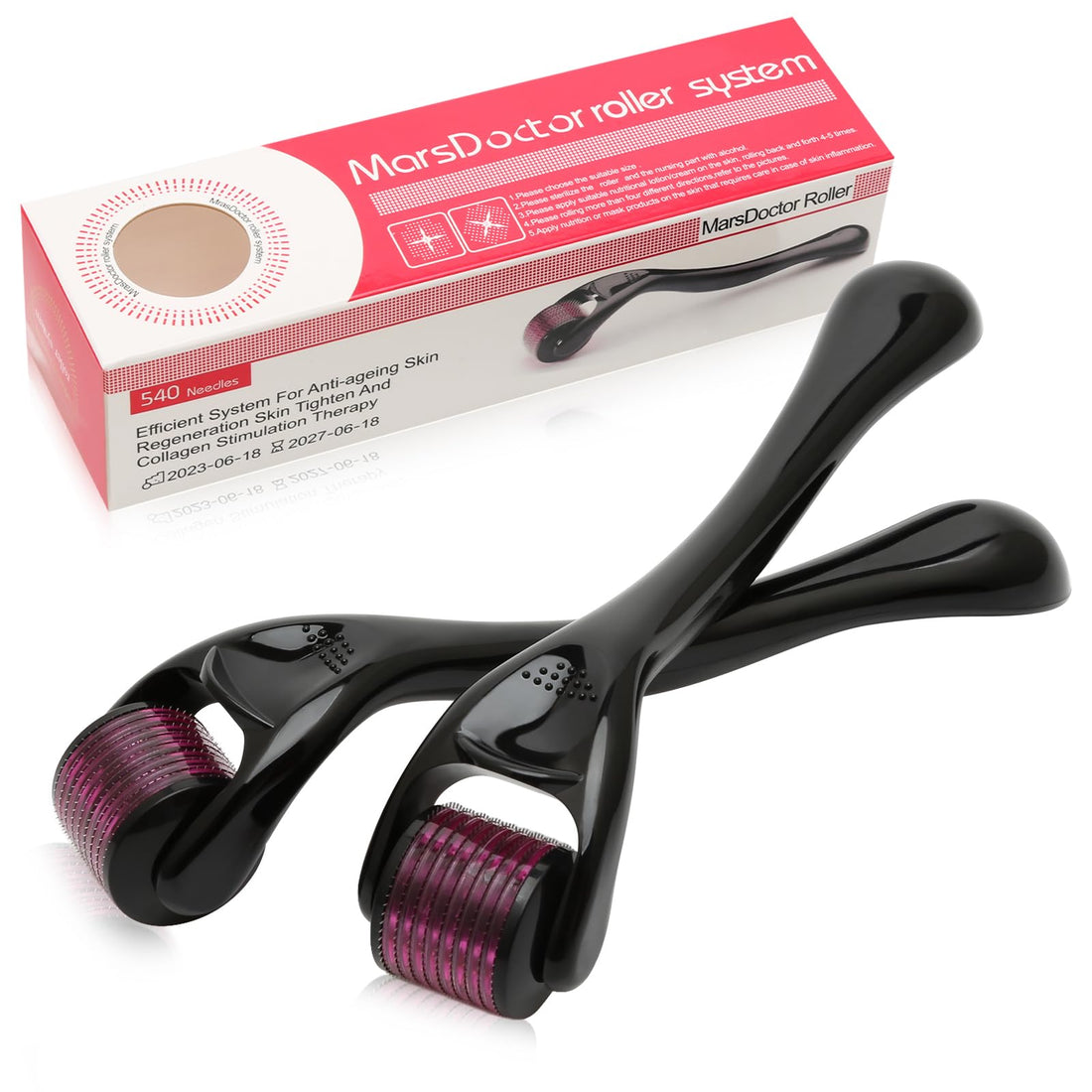 Derma Roller for Face 1mm 0.5mm, 540 Titanium Microneedling Rollers for Face and Body, Facial Micro-needle Roller Massage Skin Care Tool for Acne, Wrinkles, Stretch Marks