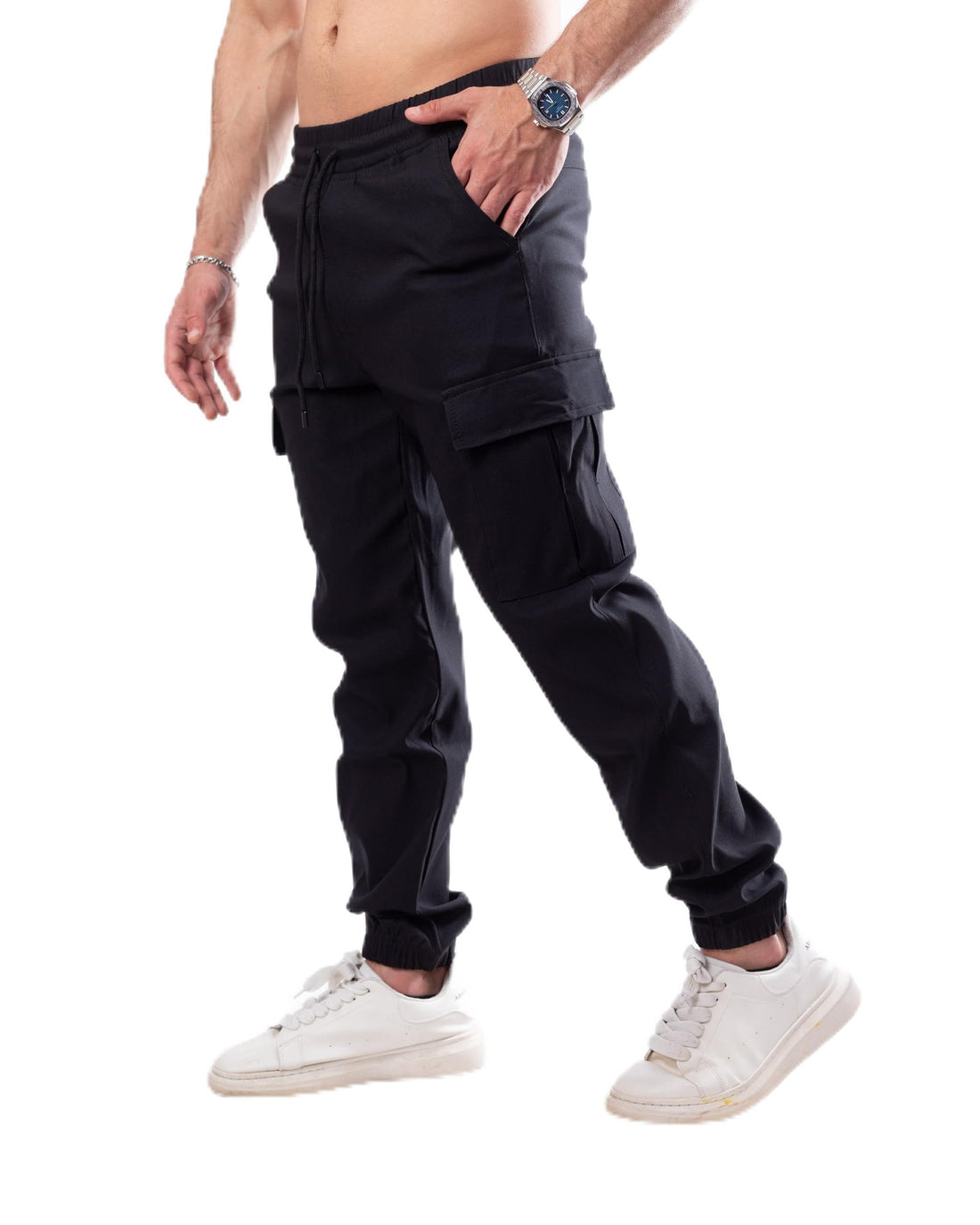 Premium Bengaline Cargo Sweatpants for Men – Minimalist Relaxed Fit Joggers – Multi-Pocket Casual Trousers