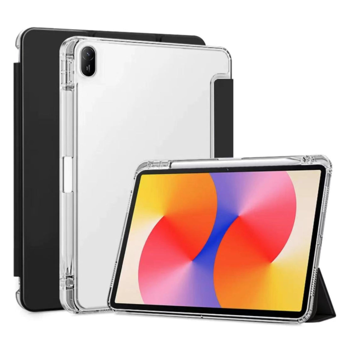 Vurtboly Cover Compatible with Huawei MatePad SE 11inch 2024 Case with Pencil Holder, Slim Lightweight TPU Shockproof Cover with Clear Back Silicone Shell Protective for Huawei MatePad SE 11“ (Black)