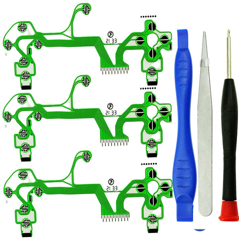 3pcs Replacement Handle Keypad Pads Flex Ribbon Circuit Board Conductive Film for PS4 Slim Pro Controller JDM-050 JDM-055