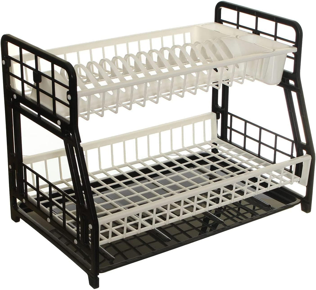 Plastic 2 Tier Dish With Drying Tray And Tool Holder 60x40 CM - Multi Color
