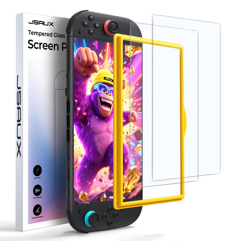 JSAUX 2-Pack Anti-Glare Screen Protector Designed for Nintendo Switch 2, Matte Glass Protector 9H Hardness Easy to Install with Guiding Frame Scratch Resistant Tempered Glass