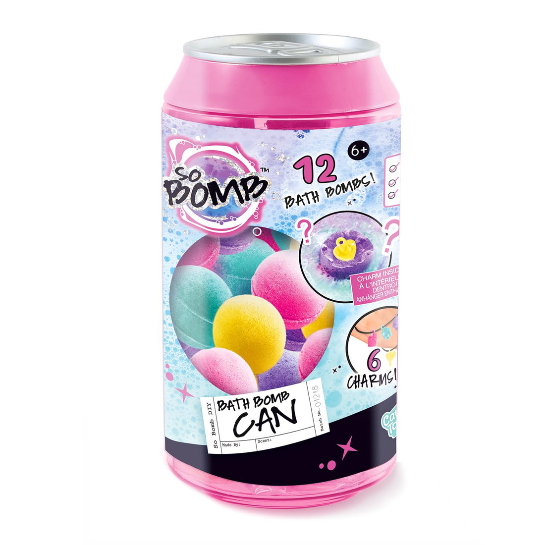 Bath Bomb Cans - 12 mini bath bombs - collectable charms - make a friendship bracelet - scented bath bombs - 6+