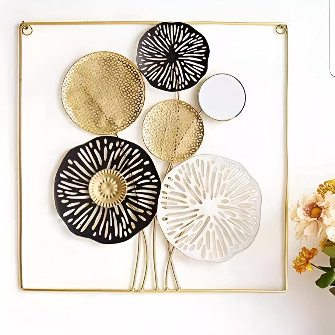 Metal Wall Art - Elegant Circular Metal Sculptures for Wall Decoration, Luxurious Gold Frame Design, Perfect for Living Room, Bedroom, or Office - Enhance Your Space Aesthetics (1 option)