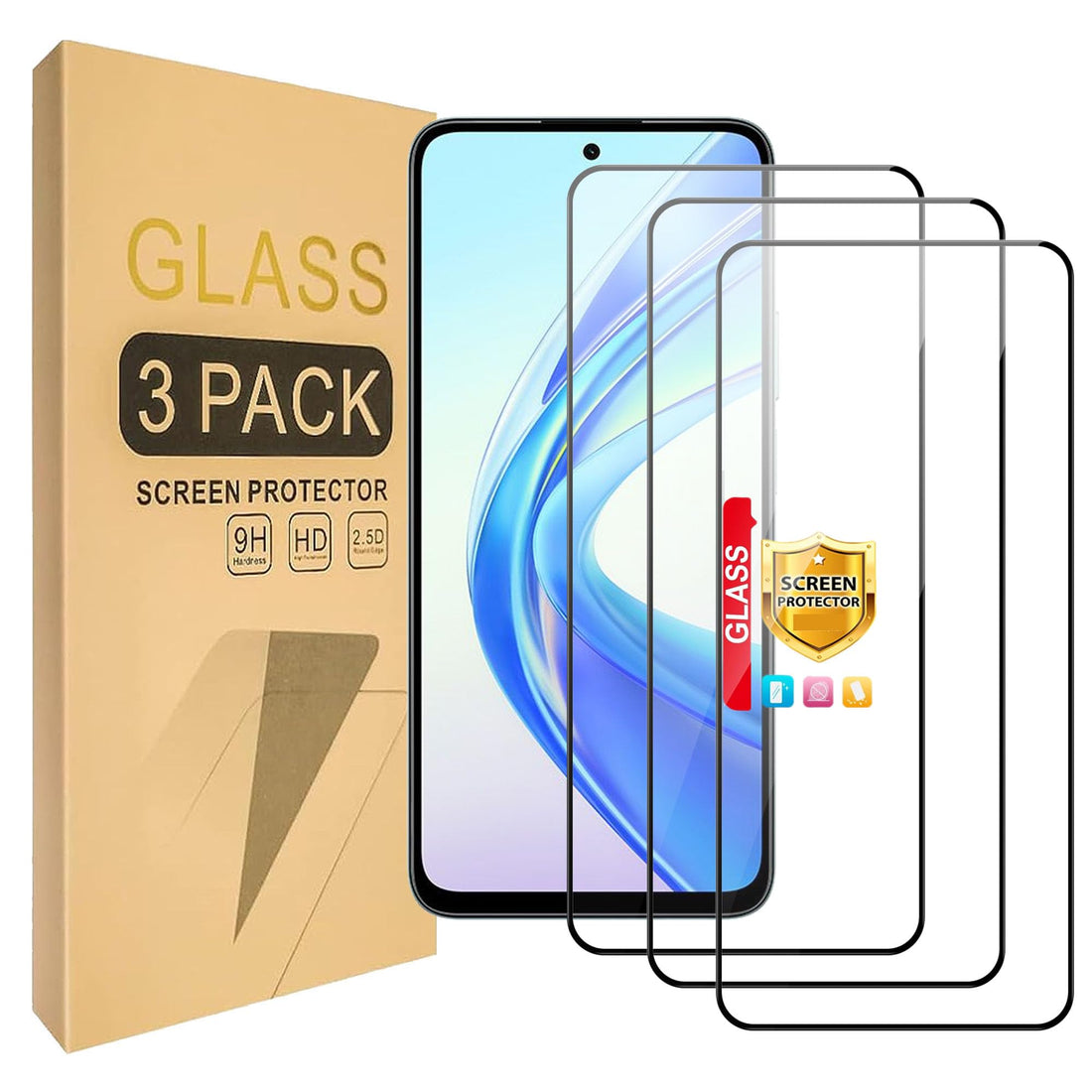 (3 Packs) Compatible Tempered Glass for Vivo V60 Screen Protector Film [High Definition][9H Hardness]