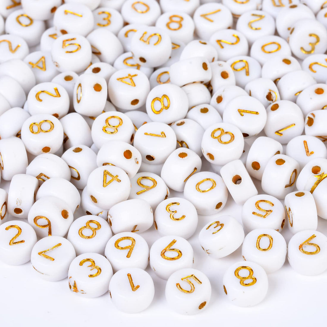 Letter Beads, Acrylic Number Beads for Bracelets, Plastic White Black Cube Shape Loose Beads DIY Jewelry Bracelet Making Supplies(White-Numbers)