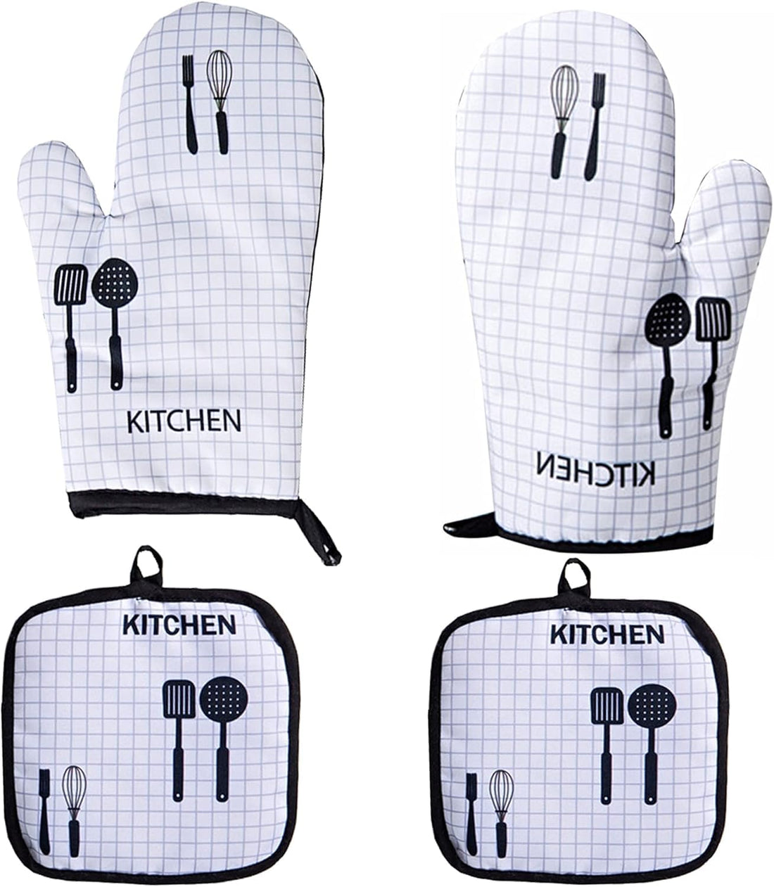Circle M Oven Mitts and Potholder Set, 4-Piece Professional Heat Resistant Cotton Design for Cooking/Baking/BBQ