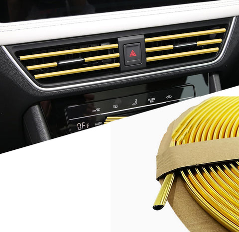KaberTrade KaberTrade Flexible Car Interior Decoration Trim Strip Make Your Car More Unique and Awesome Decorate Your Car DIY for All Types of Cars and Trucks - 3 Meter - Gold - KaberTrade