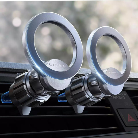 Magnetic Car Phone Holder Compatible with MagSafe, Air Vent Mount with 24 Strong Magnets for iPhone 16 15 14 13 Pro Max Plus, Black, LISEN 2 Pack
