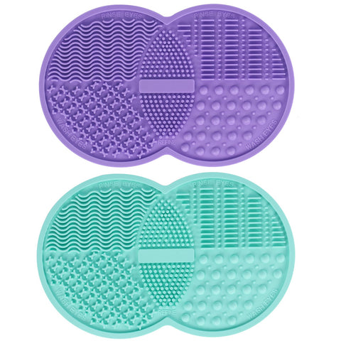 2 Pcs Silicone Make Up Brush Cleaning Mat, Makeup Brush Cleaner Mats, Portable Washing Tool with Suction Cup for Makeup Cosmetic Brushes