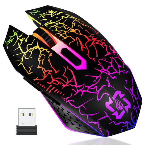 MELOGAGA Bluetooth Mouse Wireless Gaming Mouse, 2.4G Cordless RGB Rechargeable PC Game Mouse Computer Mice for Laptop Desktop -Black