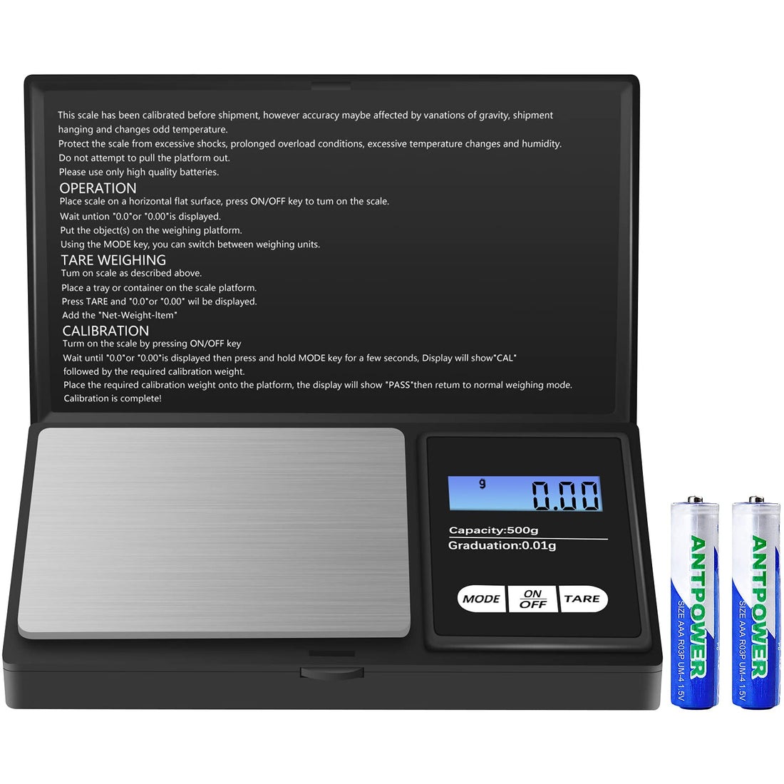 Diyife Pocket Scale, [Multiple Functions] 500g/0.01g Mini Digital Scale, Gram Scale Portable Kitchen Scale Jewelry Scale with LCD Display Tare Function High Accuracy for Food, Jewelry,