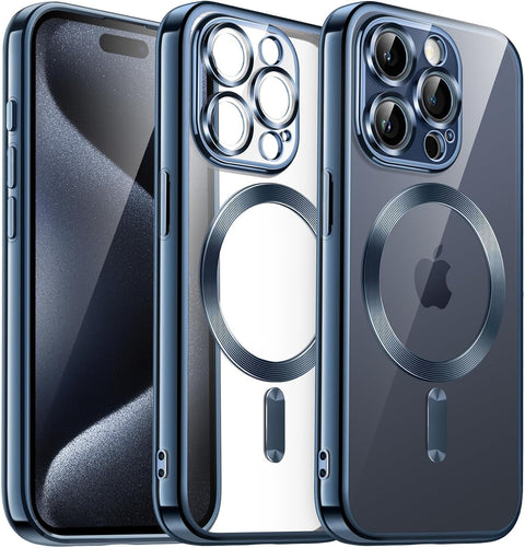 Grabist Case for iPhone 15 Pro Max 6.7-Inch, Camera Lens Full Protection, Compatible with MagSafe Wireless Charging, Shockproof Soft TPU Phone Cover (Blue)