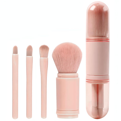Cosmetic Brush Pack - 4-Piece Trend-Ready Makeup Brush Kit, Luxuriously Soft and Thick, Perfect for Bridal and Professional Makeup, Durable Fiber Material, Convenient for Travel