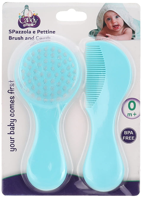 Candy Baby Brush and Comb BPA Free For boys-Baby Blue-+ 0 Month