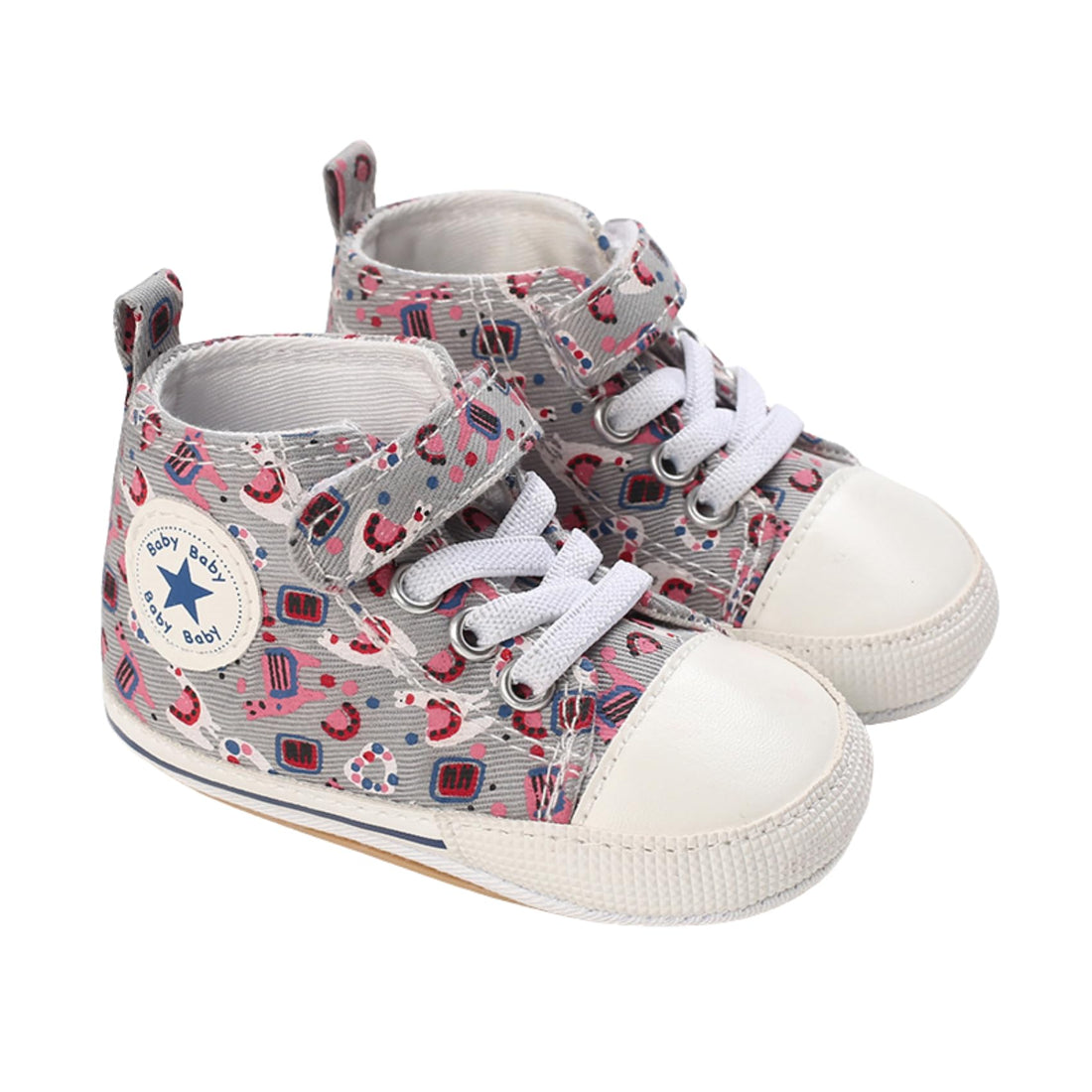 Mix&Max baby-girls Velcro Strap Sneakers Shapes Printed Sneaker