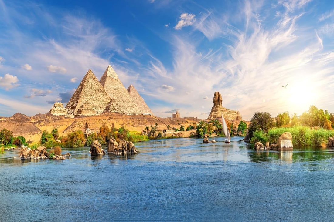 UP TO DATE Poster Cairo Nile Pyramid Cairo Nile Pyramid Poster Large Monument Decor Poster Print 110cm by 165cm Strong Banner Material with Metal Grommets