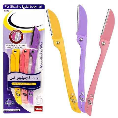 HIQUAY 3PCS Eyebrow Razors for Women, Foldable Eyebrow Shapers, Trimmer Dermaplaning Tool for Safe and Easy Facial Hair Removal Exfoliating Face Facial Hair Removal and Body Shaving