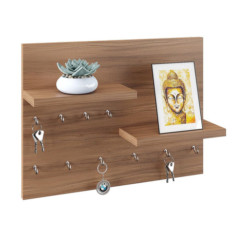 FURNEASER Wooden Key Holder/Wall Decor/Hanging Key Chain Holder/Stand/Key Hanger/Multipurpose/Key Hook/Rack/Organiser/Shelf for Home, Shop, Store & Office (Exotic Teak)